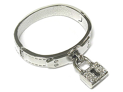 Dangling lock charm bangle bracelet