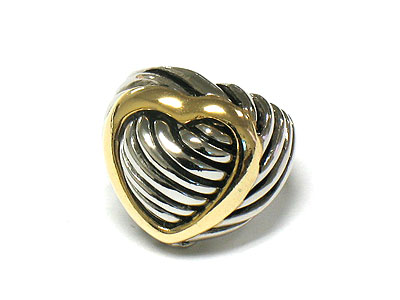 Designer style two tone heart ring