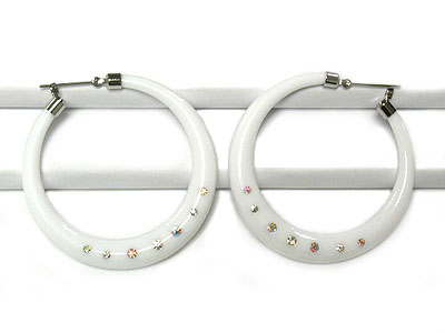 Acrylic hollow style crystal hoop earring - hoops