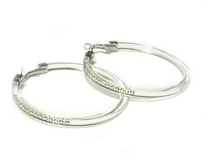 Acrylic clear crystal hoop earring - hoops