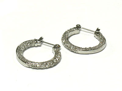 Small and slim side crystal hoop earring - hoops