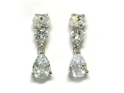 Crystal stud with dangling tear drop crystal earring