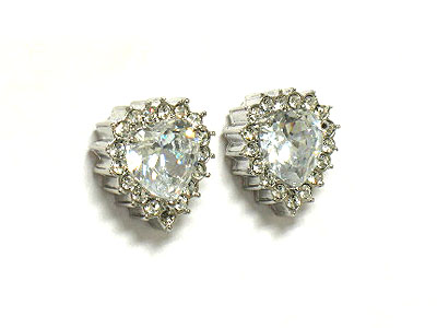 Crysatl heart stud earring