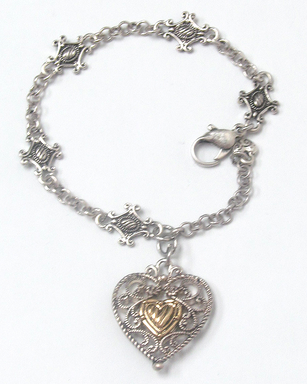 Tailored puffy heart charm bracelet