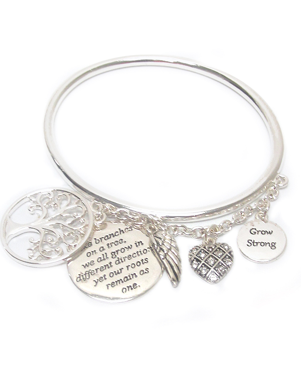 Tree of life theme charm bangle bracelet