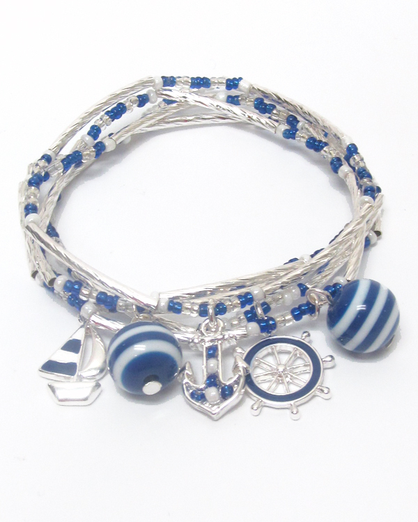 Nautical theme multi stretch bracelet