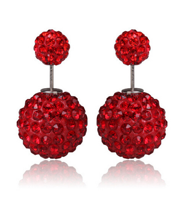 Crystal fireball double sided front and back earring