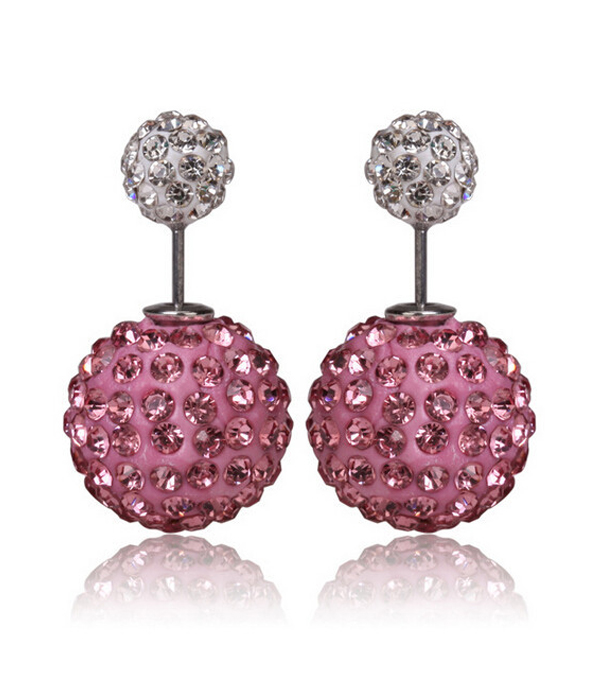 Crystal fireball double sided front and back earring