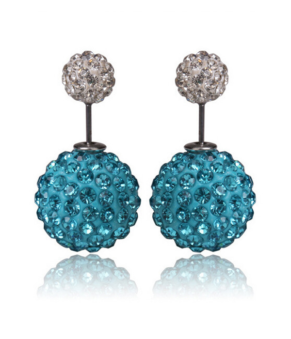 Crystal fireball double sided front and back earring