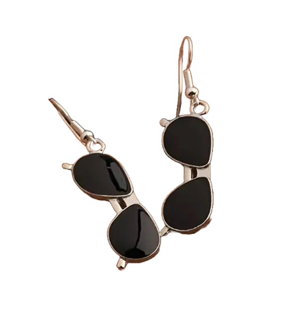 Black sunglasses earrings with silver hooks design