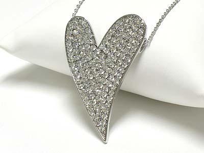 Extra large crystal heart pendant long neckalce