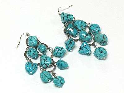 Natural stone cascade drop earring