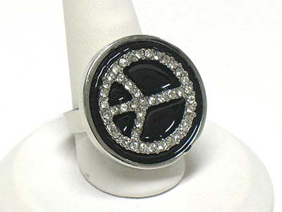 Crystal peace mark epoxy adjustable ring