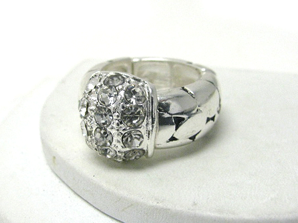 Crystal deco face stretch ring