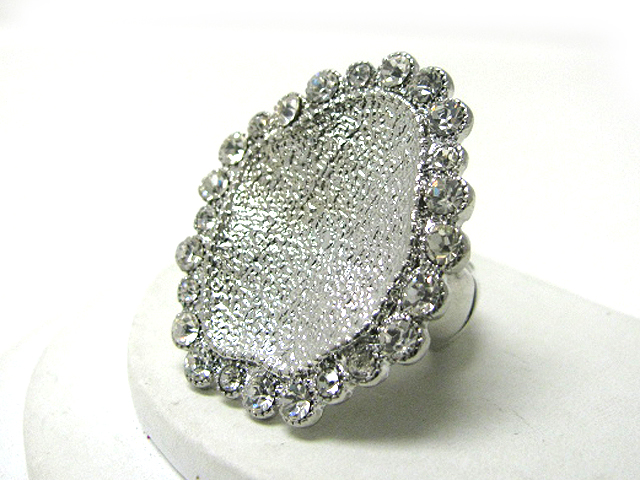 Glam punk rock crystal edge metal art stretch ring