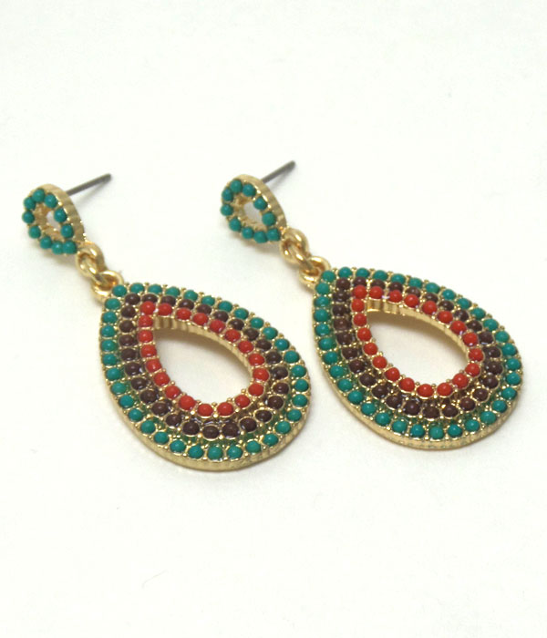 Mixed seed beads tear drop earring