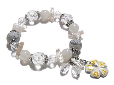 Flower dangle stretch bracelet