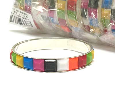 Dozen pack - multi color acrylic bangle bracelet mens jewelry