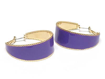 Enemeled wide metal hoop earring - hoops