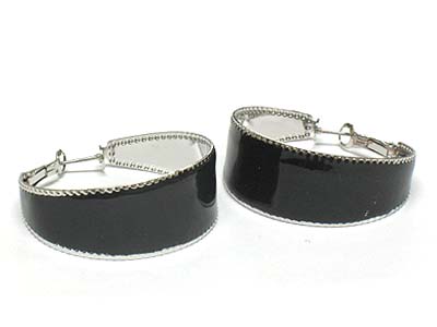 Enemeled wide metal hoop earring - hoops