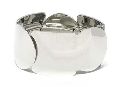 Square and round plain metal stretch bracelet