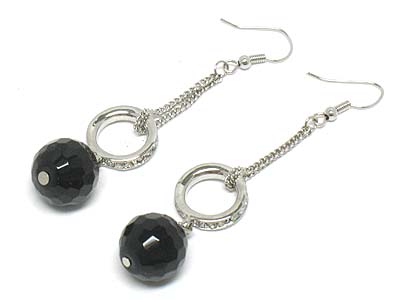 Crystal deco ring donut and acrylic bead drop earring