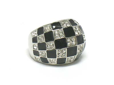 Crystal deco mosaic pattern ring