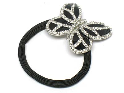 Crystal deco metal butterfly pony tail holder