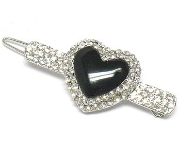 Crystal paved heart hair pin