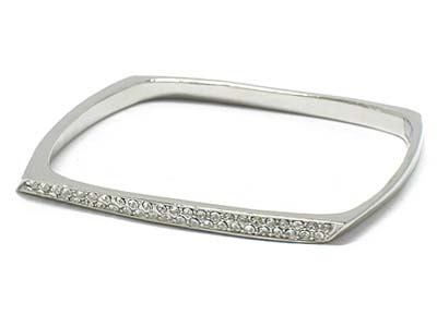 One side crystal paved square bangle