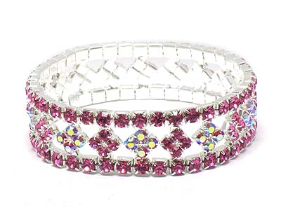 Rhinestone deco double line stretch bracelet