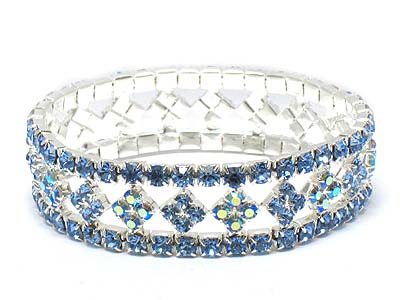 Rhinestone deco double line stretch bracelet