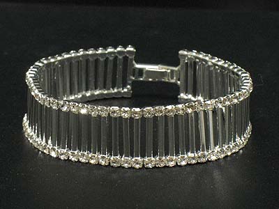 Boutique style double rhinestone line ladder shape bracelet 