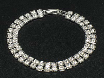 Boutique style double rhinestone line bracelet