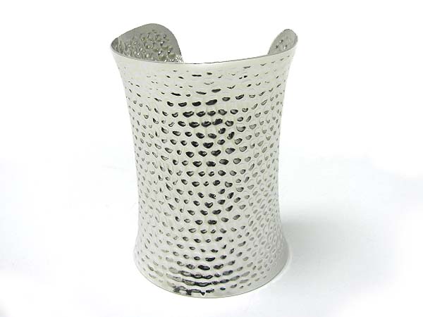 Textured metal tall metal cuff bangle