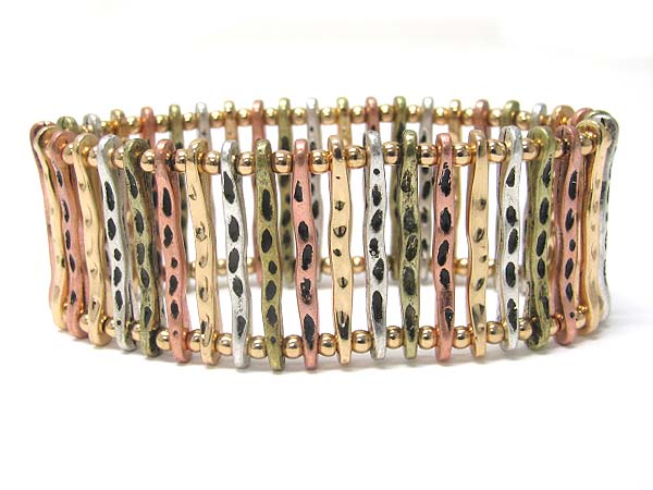 Burnish metal bar and ball stretch bracelet