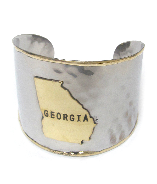 Georgia state map handmade brass cuff bangle bracelet