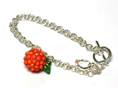 Acryl stone and hand paint apple charm bracelet