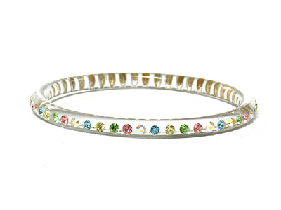 Crystal stud transparent lucite thin bangle