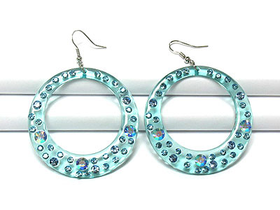 Crystal stud transparent lucite round earring