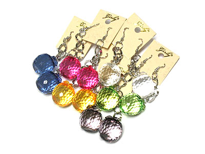 Assorted color dozen pack facet transparent acryl ball   earring mens jewelry