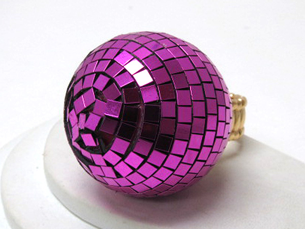 Crystal fashion colorful large disco ball stretch ring