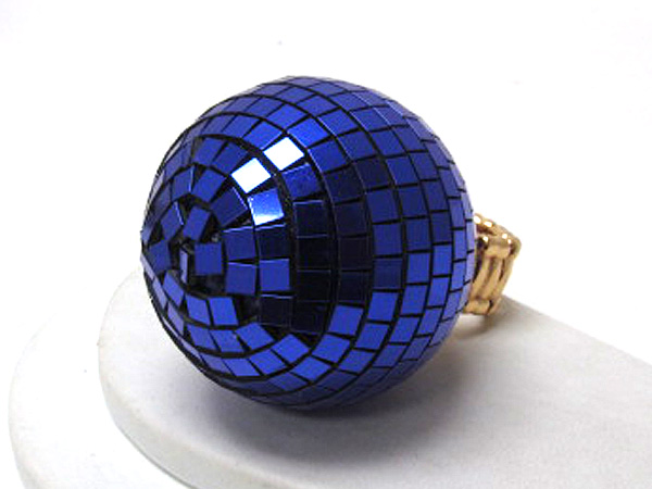 Crystal fashion colorful large disco ball stretch ring