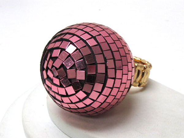 Crystal fashion colorful large disco ball stretch ring 