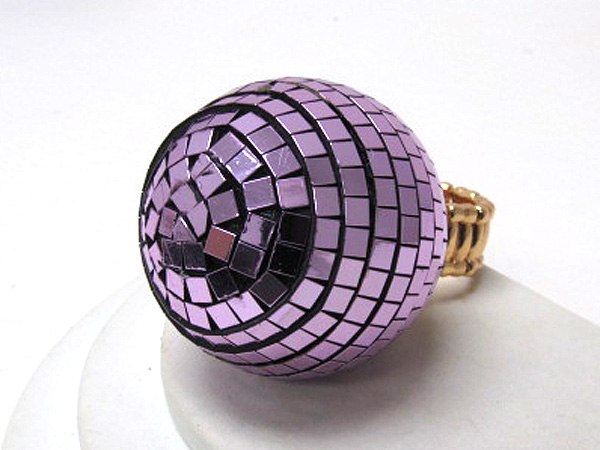 Crystal fashion colorful large disco ball stretch ring 