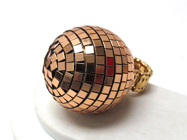 Crystal fashion colorful large disco ball stretch ring