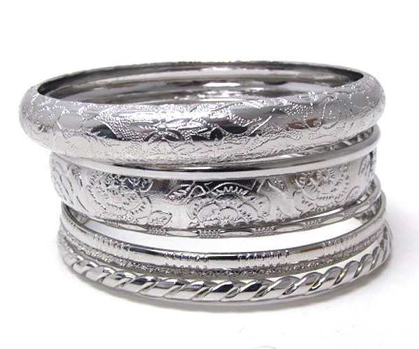 Fashion textured metal bangle set of seven