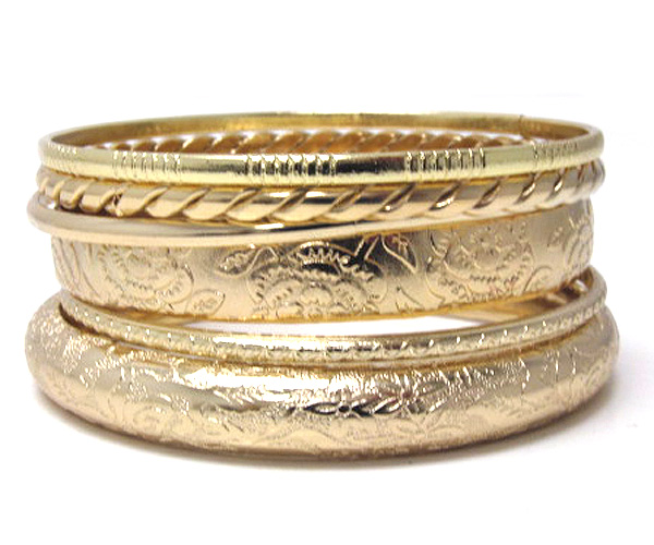 Fashion textured metal bangle set of seven