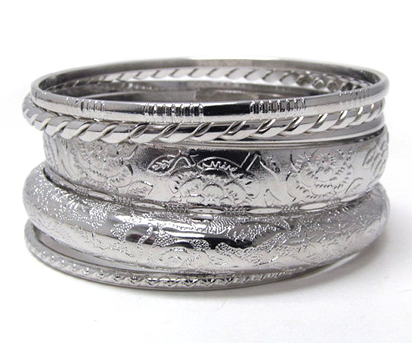 Fashion textured metal bangle set of seven