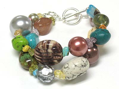 Multi mixed natural stone stretch bracelet